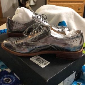 Brand New leather Brogue Oxford Shoes Pewter